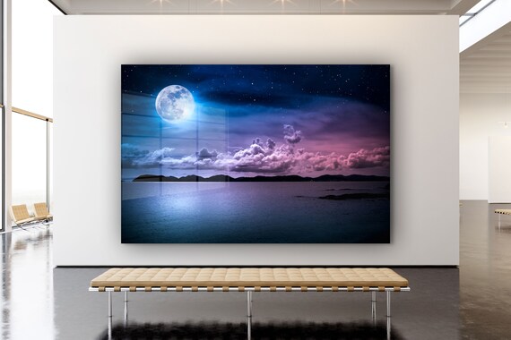 Modern Wall Art Moon over the Tree Tempered Glass Printing Wall Art Extra Large Wall Art,Modern Glass Art Christmas Gift Modern Wall Art Moon over the Tree Tempered Glass Printing Wall Art Extra Large Wall Art,Modern Glass Art Christmas Gift