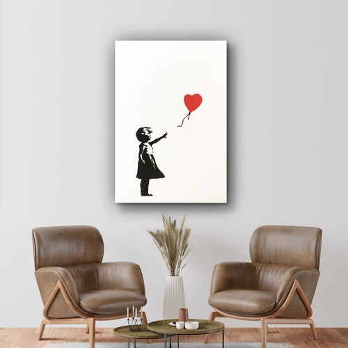 Red Balloon Girl Tempered Glass Printing Wall Art , Vivid Wall Decor ,Extra Large Wall Art, Christmas Gift Art , Mega Glass Wall store Decor