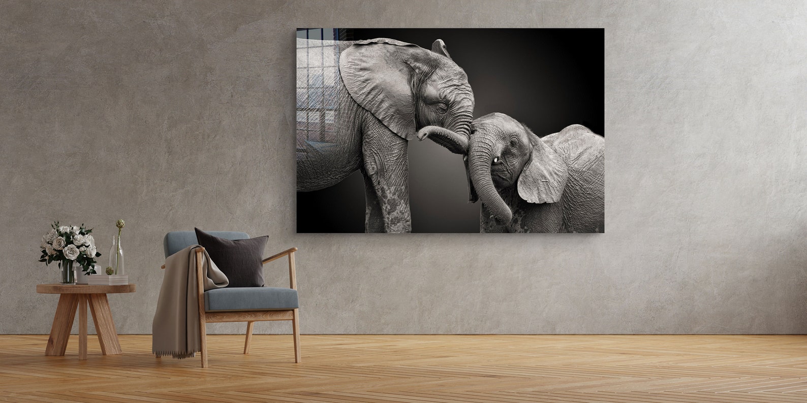 Elephant Tempered Glass Printing Wall Art Natural and Vivid Etsy