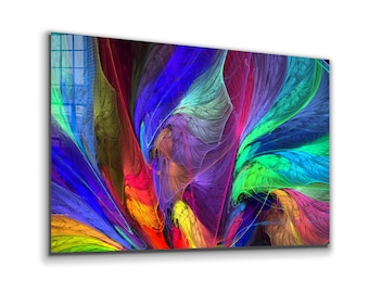 Neon Abstract Tempered Glass Wall Art: Vivid Modern Decor