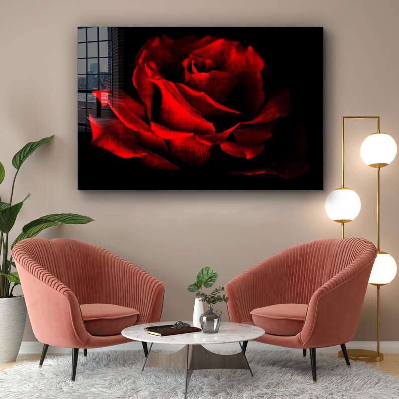 Red Rose Tempered Glass Printing Wall Art Natural and Vivid - Etsy