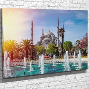 Sultan Ahmed Mosque , Blue Mosque Print on Canvas , Floating Frame Option, Modern Wall Art, Canvas Wall Set , Extra Large Wall Art