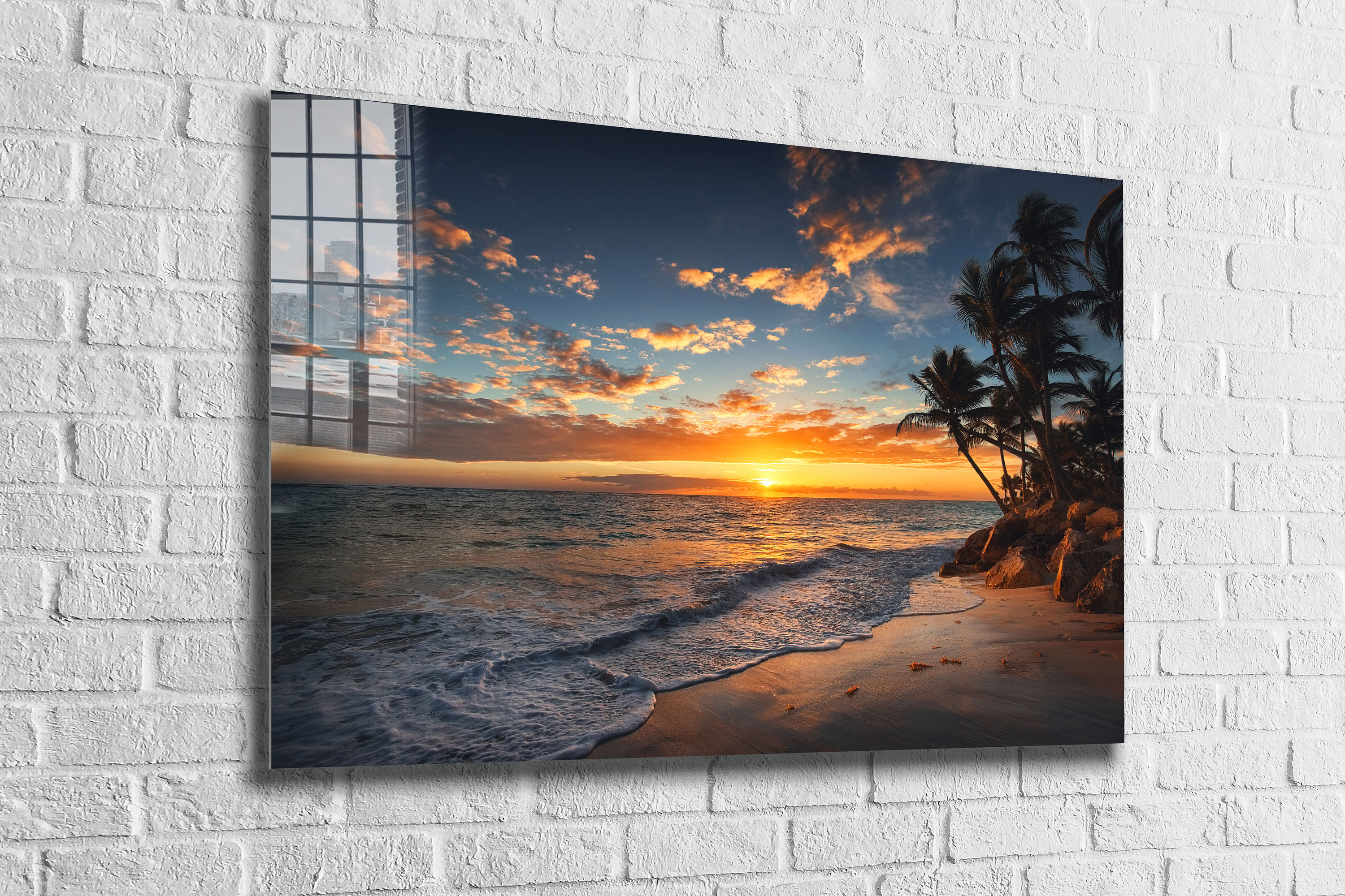 Sunset at the Beach Tempered Glass Printing Wall Art Natural Etsy