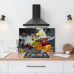 Fruit Tempered Glass Kitchen Backsplash: Chopping Board & Wall Decor
