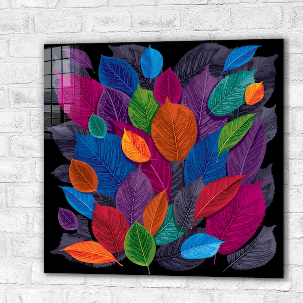 Feast of Leafs Tempered Glass Printing Wall Art , Natural And Vivid Wall Decor , Modern Wall Art, Extra Large Wall Art, Christmas Gift