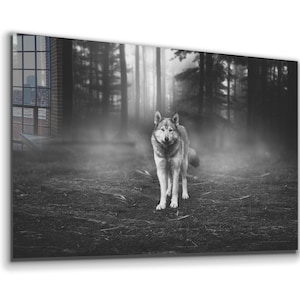 Wolf Tempered Glass Printing Wall Art , Natural And Vivid Wall Decor , Modern Wall Art, Extra Large Wall Art