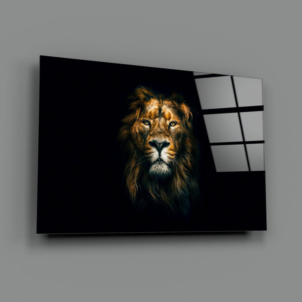 Lion Tempered Glass Printing Wall Art Natural And Vivid Wall Etsy