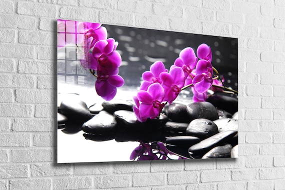 Zen Flowers Tempered Glass Printing Wall Art Natural and - Etsy