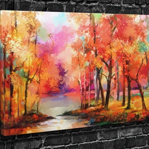 Spring Trees Canvas Print: River Landscape, Modern Wall Art