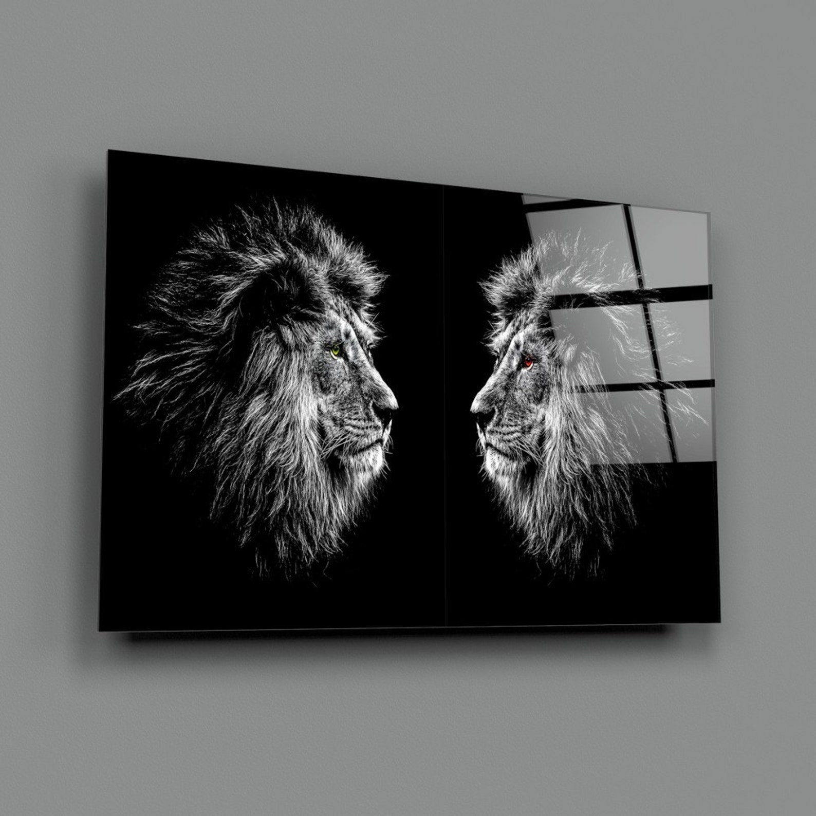 Lions Tempered Glass Printing Wall Art Natural and Vivid Etsy