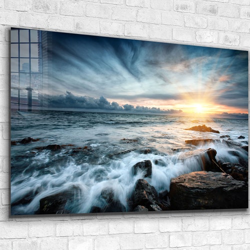Sunset Beach Tempered Glass or Canvas Printing Wall Art Etsy