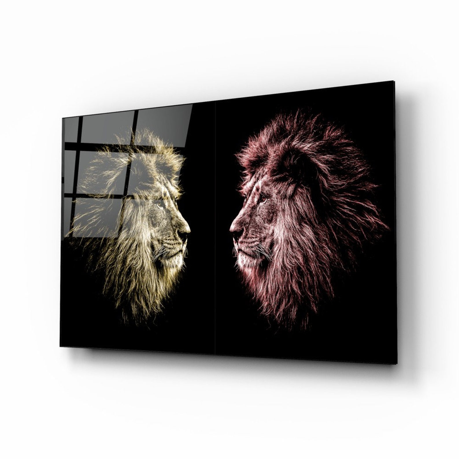 Lions Tempered Glass Printing Wall Art Natural and Vivid Etsy