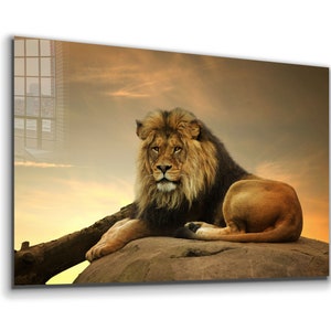 Lion Tempered Glass Printing Wall Art , Natural And Vivid Wall Decor , Modern Wall Art, Extra Large Wall Art