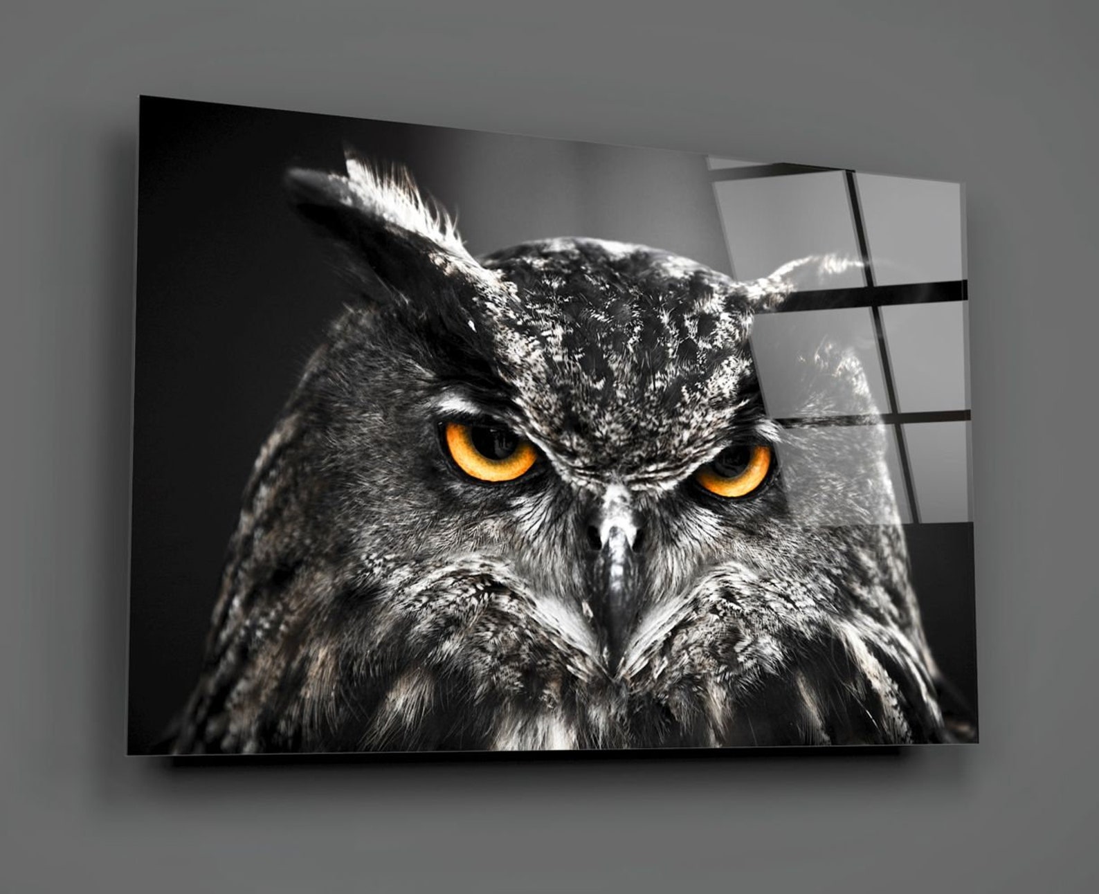 Owl Tempered Glass Printing Wall Art Natural And Vivid Wall Etsy