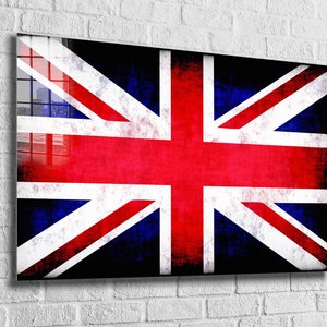 Union Jack British Flag Tempered Glass Printing Wall Art , Natural And Vivid Wall Decor , Modern Wall Art, Extra Large Wall Art