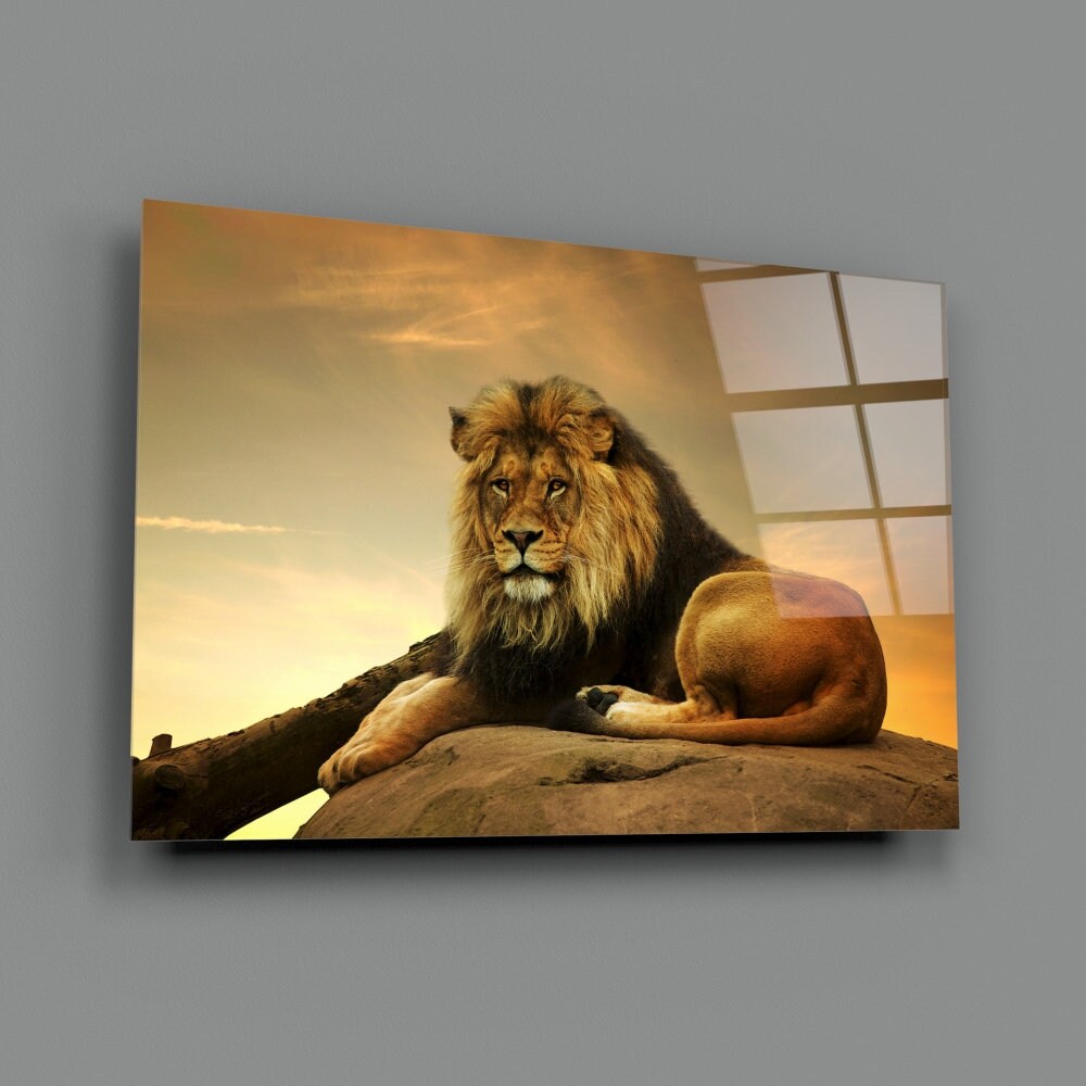Lion Tempered Glass Printing Wall Art Natural And Vivid Wall Etsy