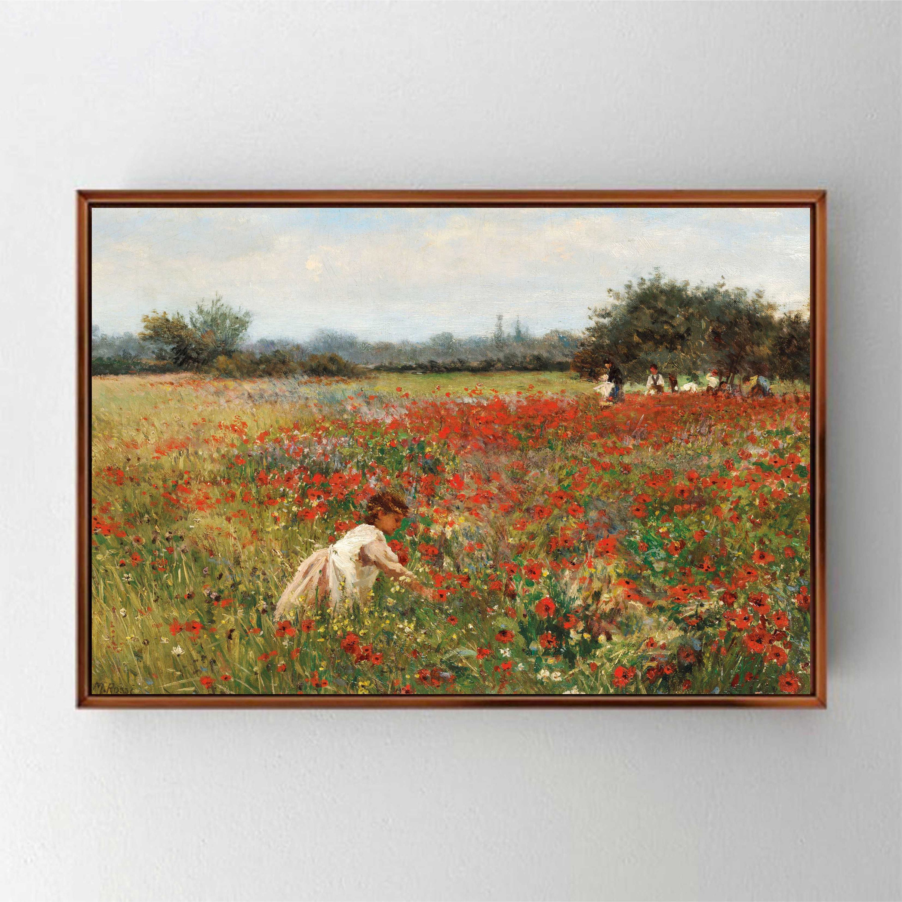 Modern Wall Art Floating Frame Option Extra Large Canvas Wall Art Gathering Poppies Print on Canvas Alexander Mark Rossi