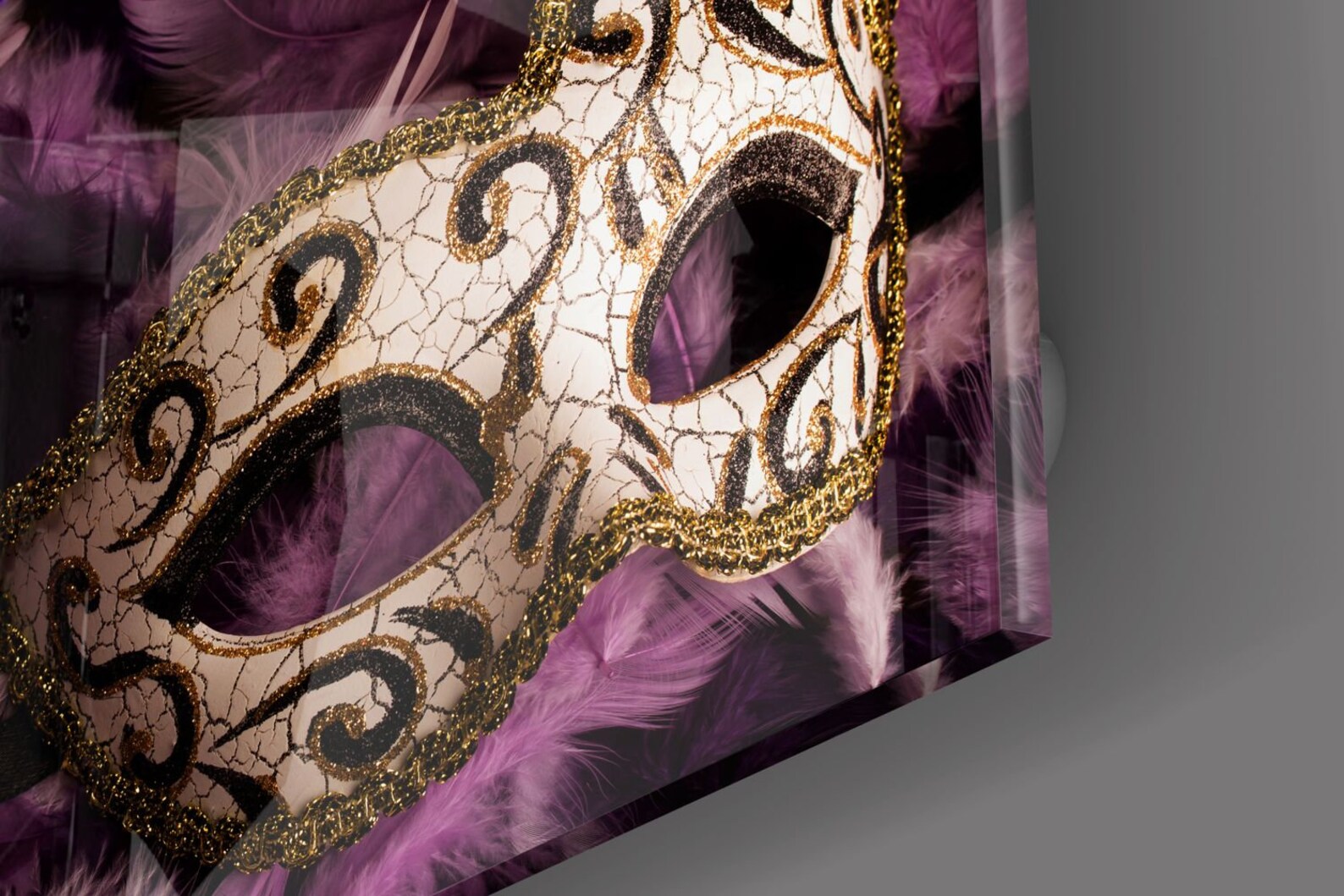 Mardi Gras Mask Tempered Glass Printing Wall Art Natural And Etsy