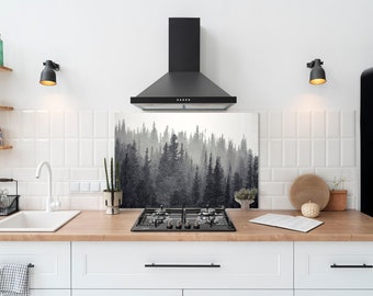 Décoration de cuisine / Dosseret de cuisine / Planche à découper / Dosseret en verre trempé / Décoration murale de cuisine moderne / Décoration de cuisine forêt