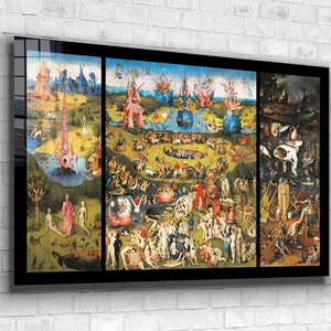 Hieronymus Bosch - The Garden of Earthly Delights Tempered Glass and Canvas Wall Art, Modern Wall Art, Extra Large Wall Art