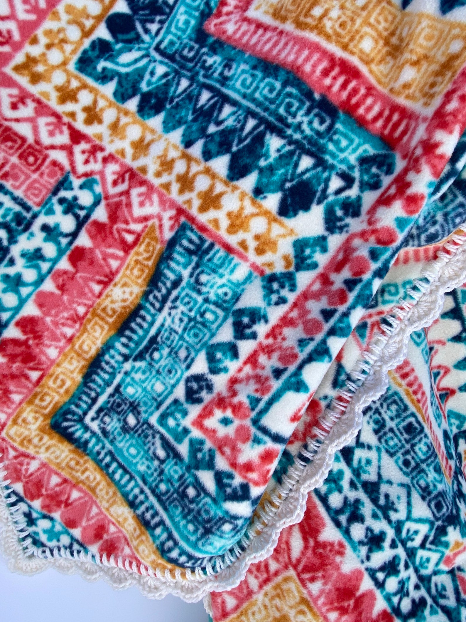MULTI COLOR AZTEC and Blue Blanket in Fleece Etsy