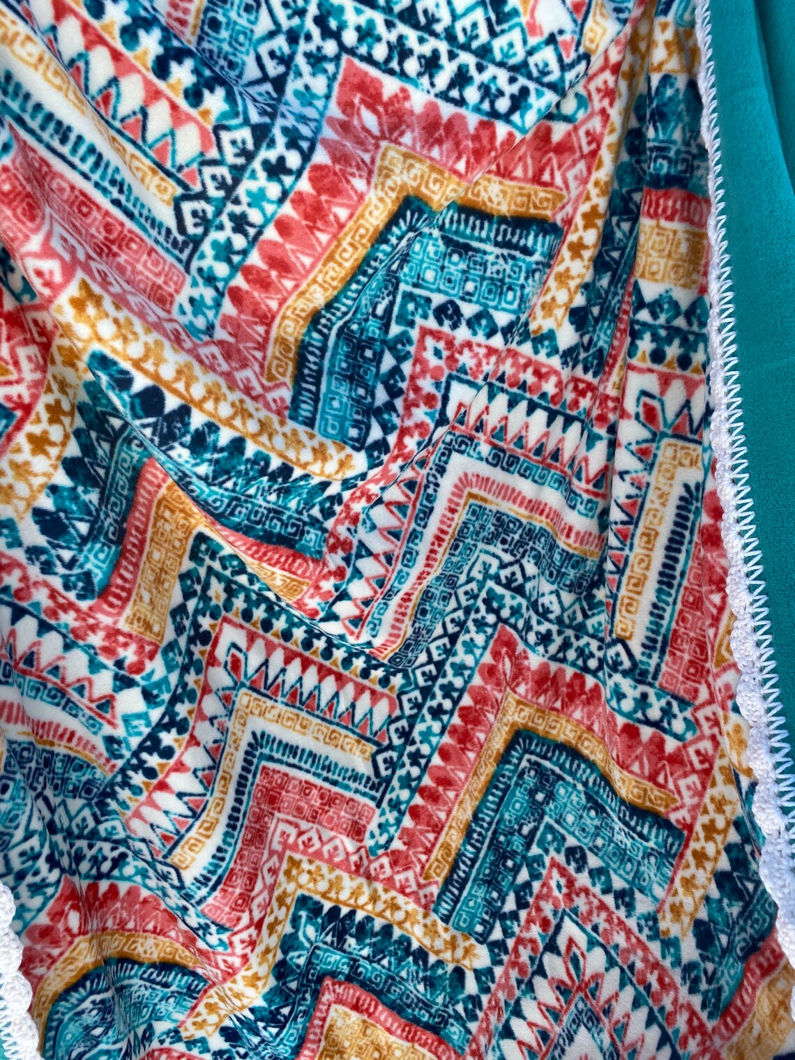 MULTI COLOR AZTEC and Blue Blanket in Fleece Etsy