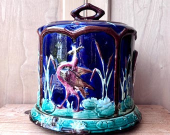 Antique Majolica Stilton Cheese Dome | Thomas Forester & Sons Majolica Cheese Dome | Collectable Antique Majolica