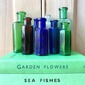 Tiny Vintage Chemist & Poison Bottles, Colored Glass Bottles, Vintage Colored Glass, Little Vintage Poison Bottles, Vintage Bottles