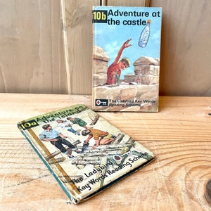 Vintage Early Ladybird Books, Key Words set of two books, Adventure on the Island & Adventure at the Castle books, childrens books,