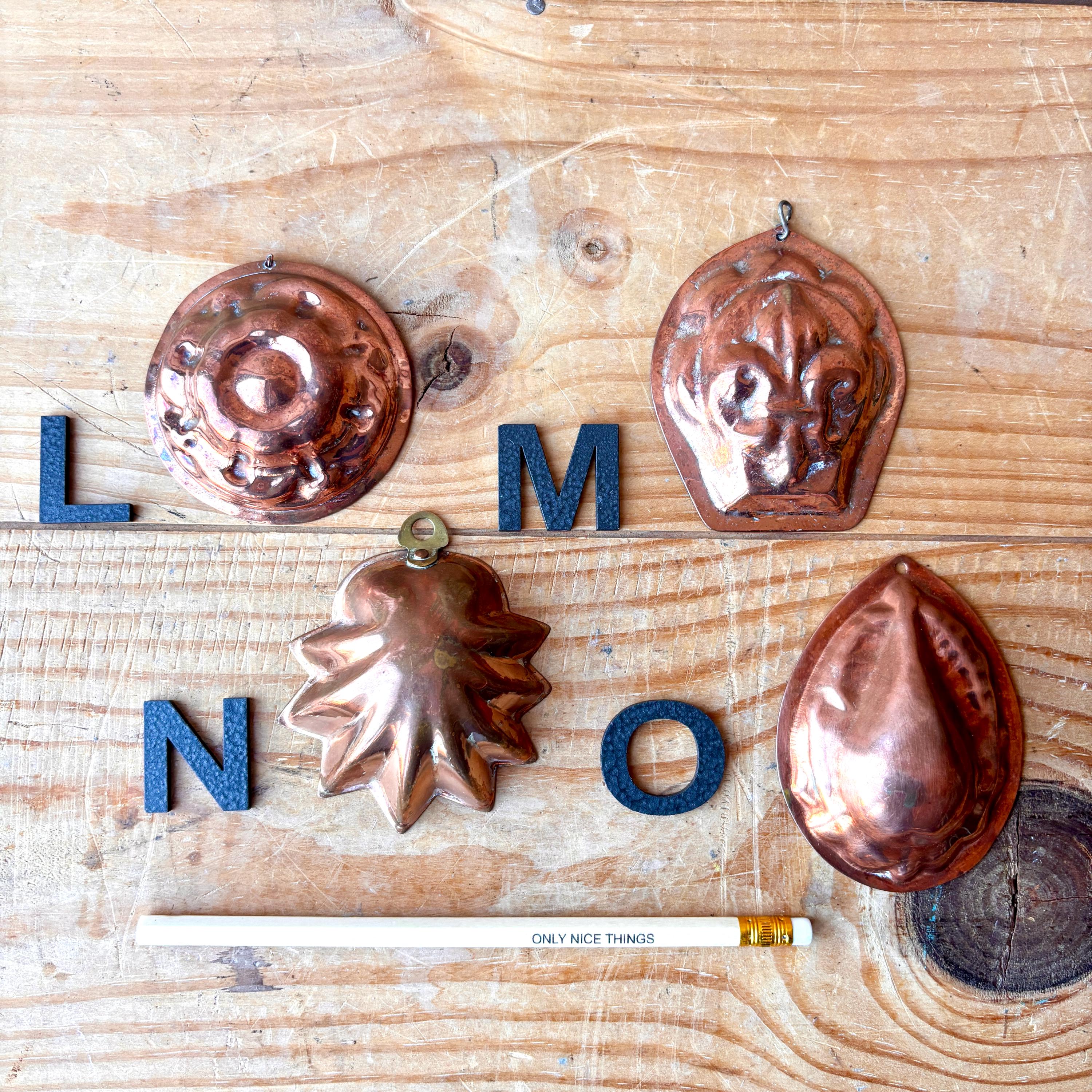 Vintage Copper Molds, Fruit Bowl, Blancmange Pudding Mold, Kitchen