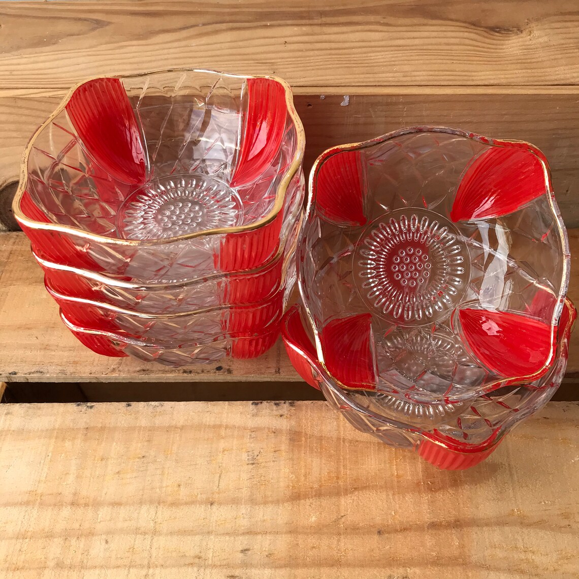 Vintage Glass Sundae Dishes Pressed Glass Sundae Dishes Etsy UK