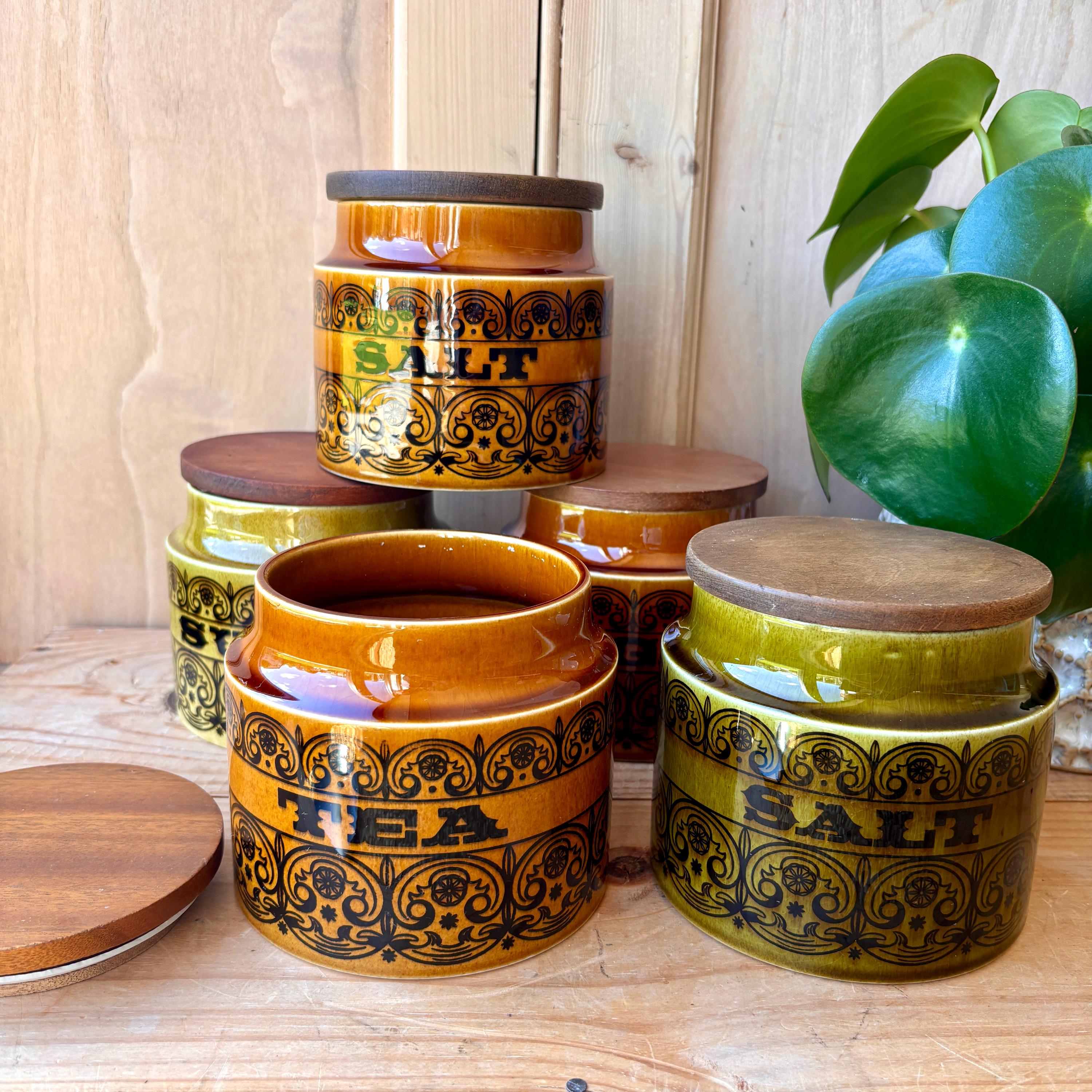 Hornsea Scroll Storage Jars, Hornsea Scroll Tea, Coffee & Salt
