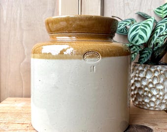 Vintage Very Large Stoneware Butter Crock | Butter Jar | Pot utensil | Glazed earthenware pot | Earthenware jars