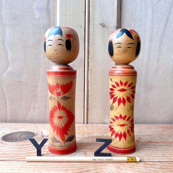Vintage Japanese Kokeshi Dolls | Japanese Wooden Kokeshi Dolls
