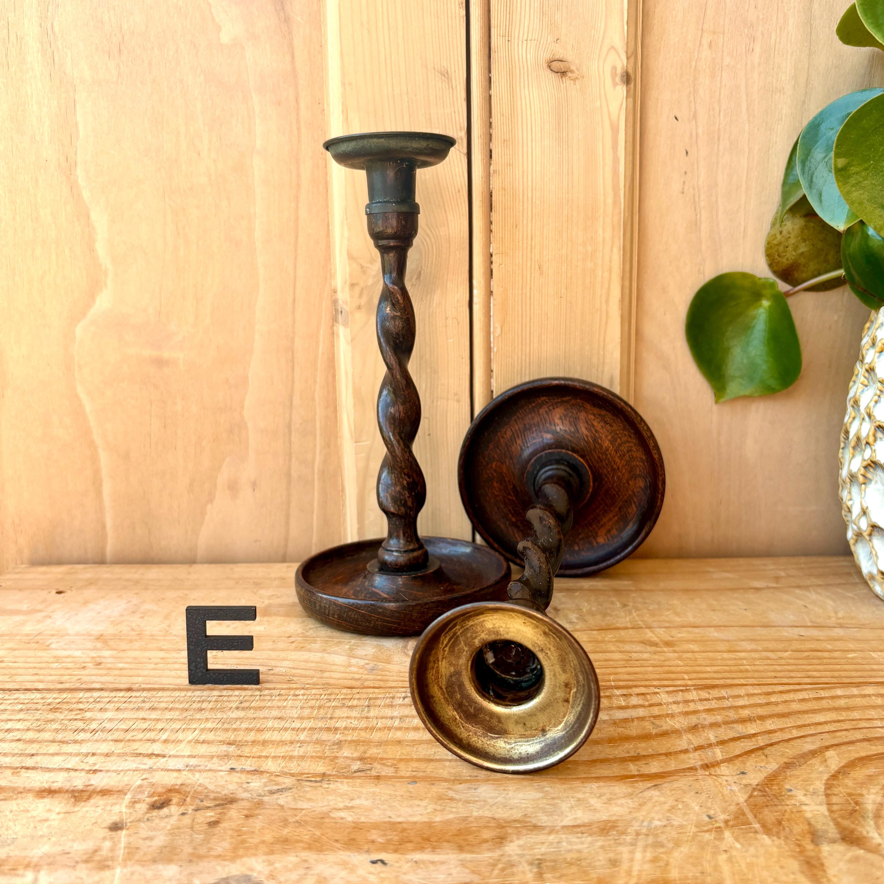 Antique Candlestick Holders | Barley Twist Candlesticks | Turned