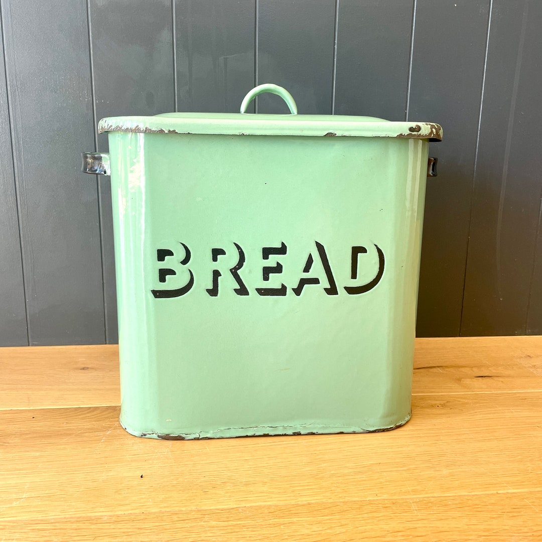 Vintage Enamel Bread Bin Green and Black Enamel Bread Bin Etsy