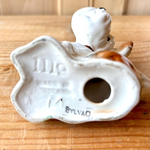 イギリス アンティーク シルバックSYLVAC No.1387 スパニエル Vintage SylvaC England Green Swan Cattails Pottery (2)Vases