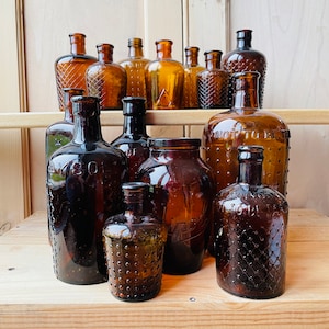 Vintage Chemist & Poison Bottles, Colored Glass Bottles, Vintage Brown Glass, Lysol Brown Bottles Vintage Bottles