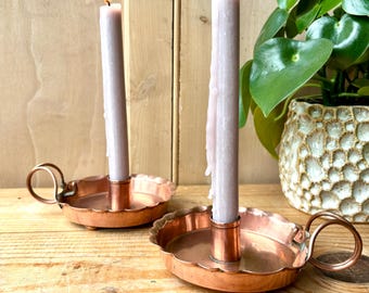 Vintage Joseph Sankey & Son Copper Candle Holders | Arts and Crafts Copper Candle Holders | Country House Decor