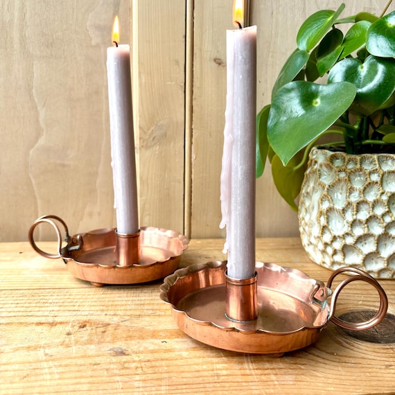 Vintage-Kerzenhalter aus Kupfer von Joseph Sankey & Son | Kerzenhalter im Arts-and-Crafts-Stil | Landhausdeko
