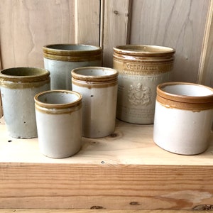 Vintage Stoneware Jars, Salt Glazed Pots, Tobacco jar, Utensil pot, Glazed earthenware pot, Earthenware jars