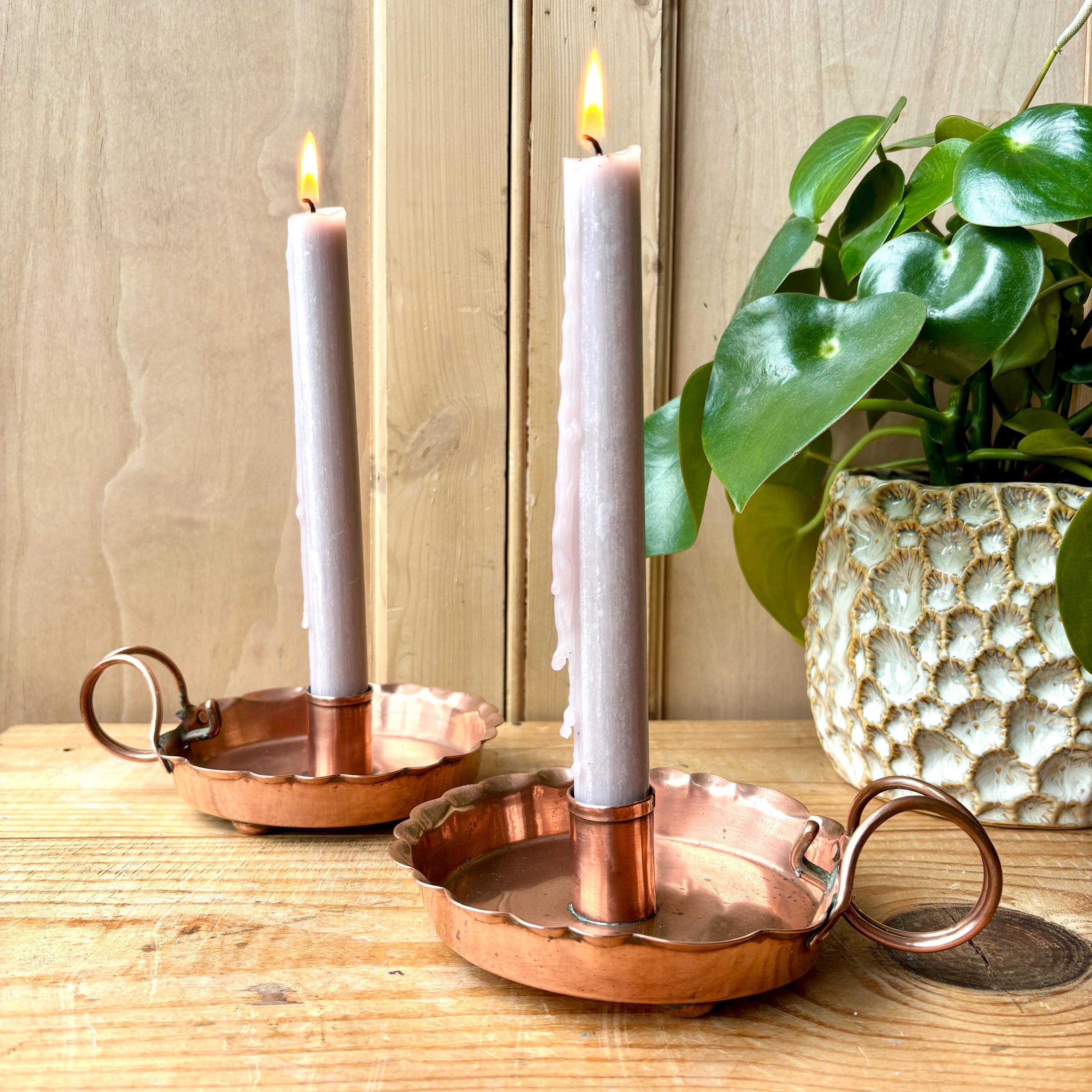 Vintage-Kerzenhalter aus Kupfer von Joseph Sankey & Son | Kerzenhalter im Arts-and-Crafts-Stil | Landhausdeko