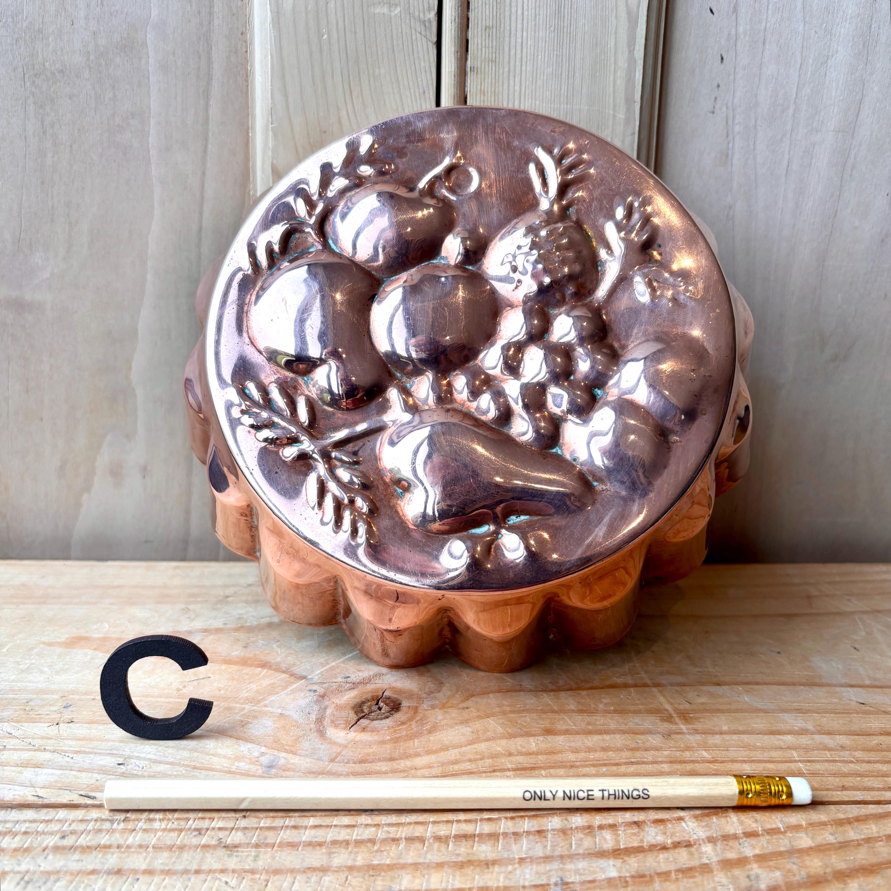 Vintage Copper Molds, Fruit Bowl, Blancmange Pudding Mold, Kitchen