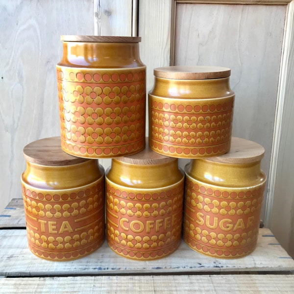 Hornsea Saffron Storage Jars | Hornsea Cannisters | Vintage Kitchen Storage | Sustainable Storage