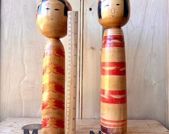 Vintage Japanese Kokeshi dolls, Japanese wooden Kokeshi