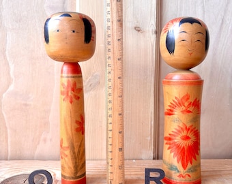Vintage Japanese Kokeshi dolls, Japanese wooden Kokeshi
