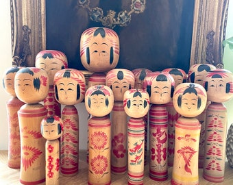 Vintage Japanese Kokeshi Dolls, Japanese Wooden Kokeshi Vintage Japanese Kokeshi Dolls, Japanese Wooden Kokeshi