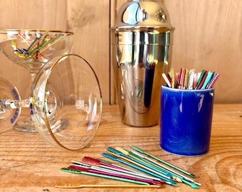Vintage P&O Cocktail Swizzle Sticks | Set of 10 Vintage Metal Cocktail Sticks | Vintage Barware