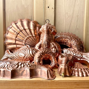 Vintage Copper Fish Molds | French Copper Molds | Terrine Molds