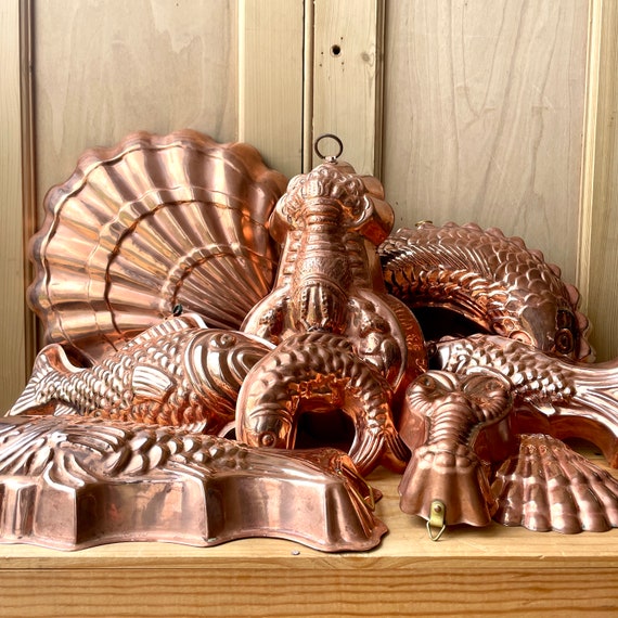 Vintage Copper Fish Molds | French Copper Molds | Terrine Molds